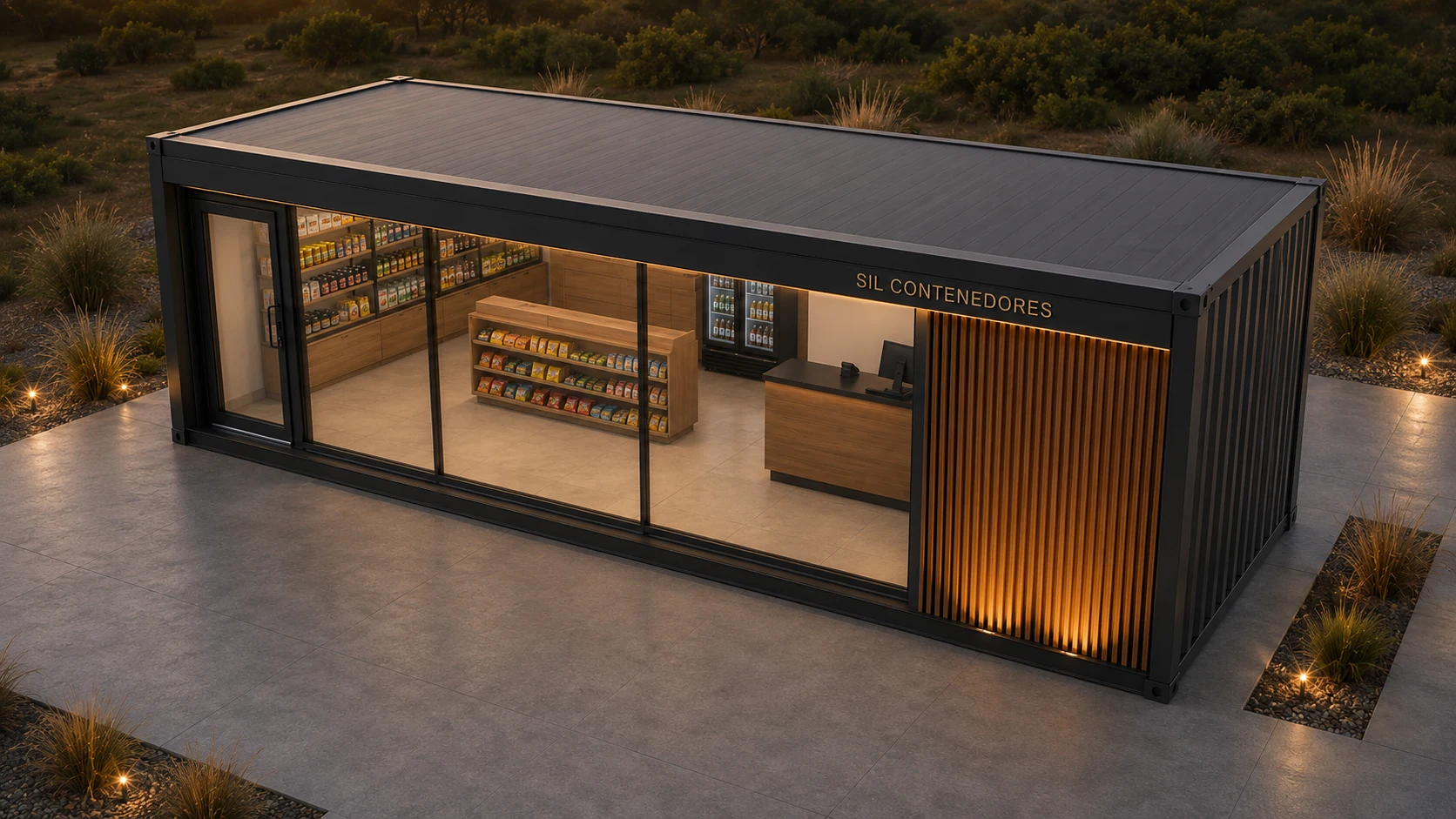 Vista aérea del local comercial modular